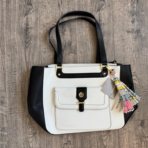 Liz Claiborne NWT Classy White & Black Handbag - Picture 1 of 5